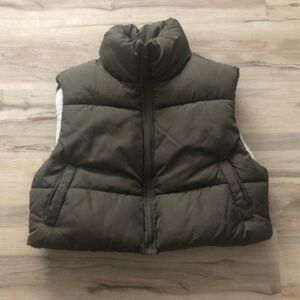 Aeropostale Green Marshmallow Puffer Vest Sherpa Lined